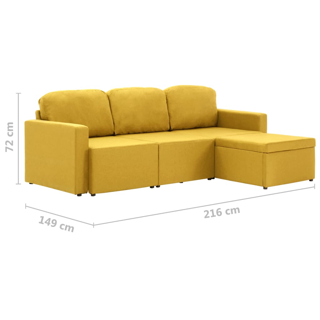 Canapé-lit modulaire 3 places Jaune Tissu - XIOS