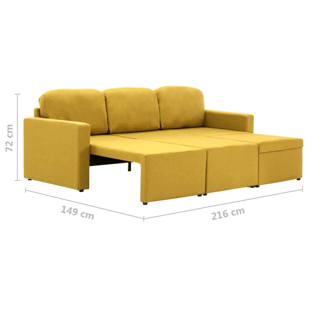 Canapé-lit modulaire 3 places Jaune Tissu - XIOS