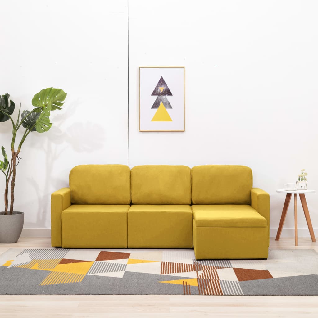 Canapé-lit modulaire 3 places Jaune Tissu - XIOS