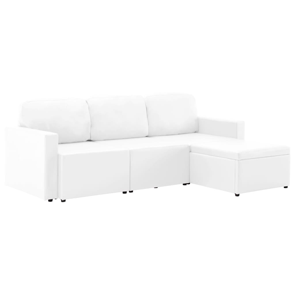 Canapé-lit modulaire 3 places Blanc Similicuir - XIOS
