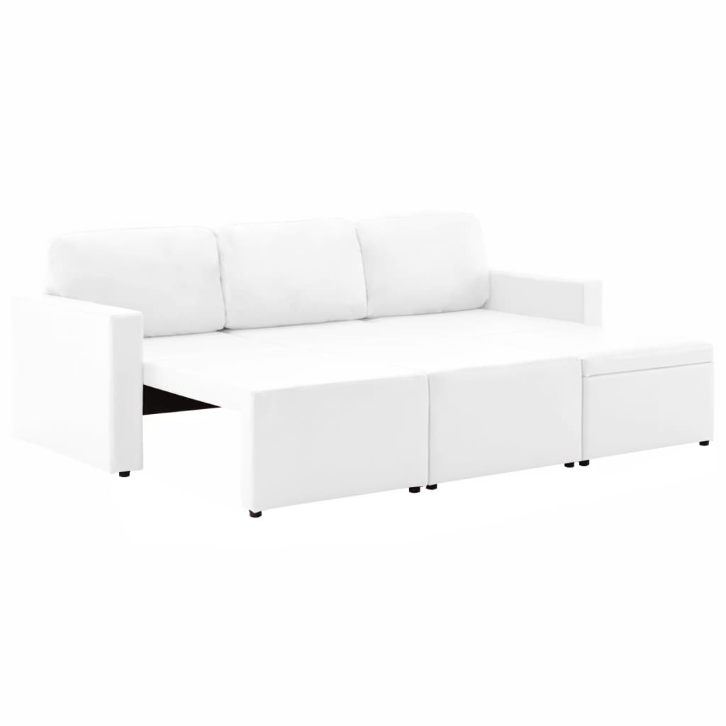 Canapé-lit modulaire 3 places Blanc Similicuir - XIOS