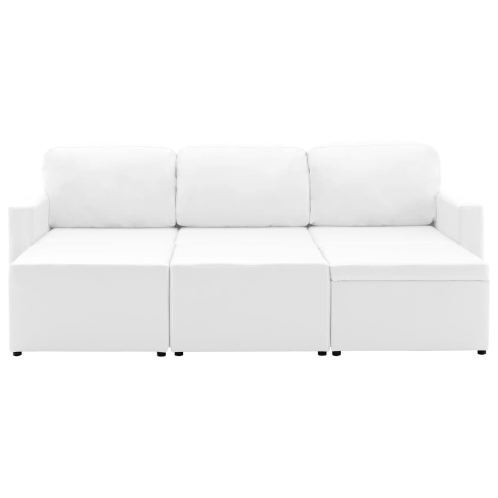Canapé-lit modulaire 3 places Blanc Similicuir - XIOS