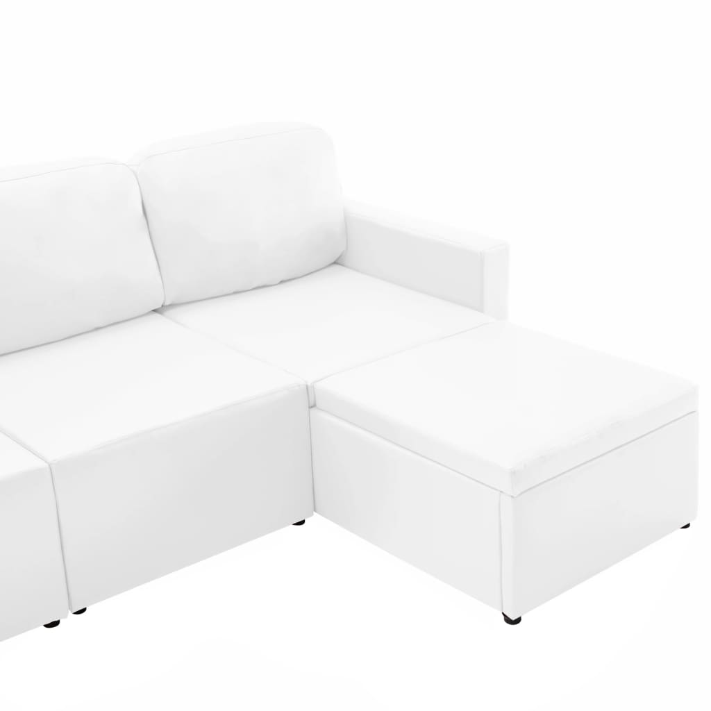 Canapé-lit modulaire 3 places Blanc Similicuir - XIOS