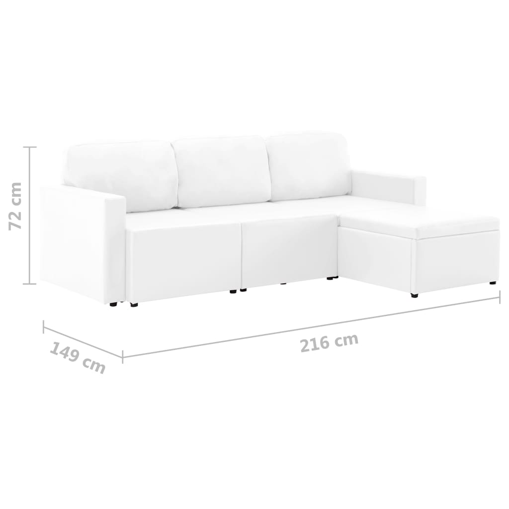 Canapé-lit modulaire 3 places Blanc Similicuir - XIOS