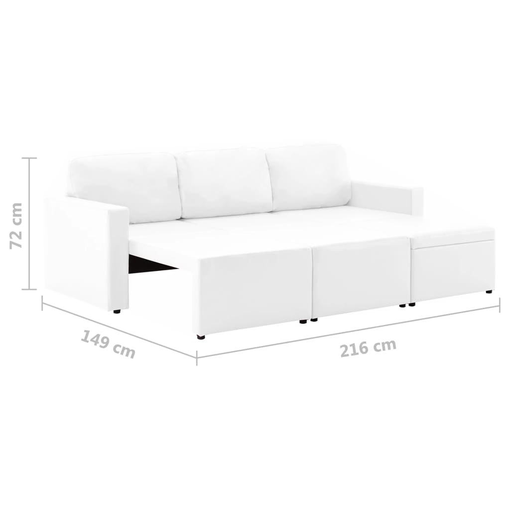 Canapé-lit modulaire 3 places Blanc Similicuir - XIOS