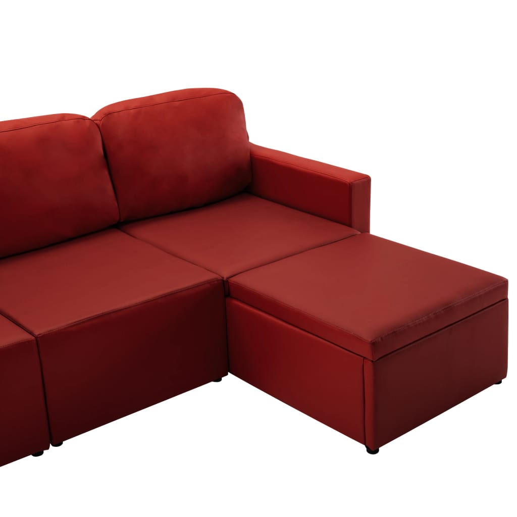 Canapé-lit modulaire 3 places Rouge bordeaux Similicuir - XIOS