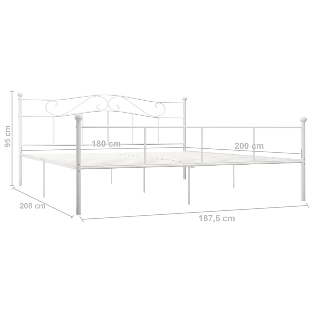 Cadre de lit sans matelas blanc métal 180x200 cm - XIOS