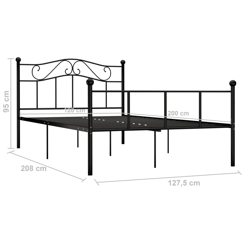Cadre de lit sans matelas noir métal 120x200 cm - XIOS