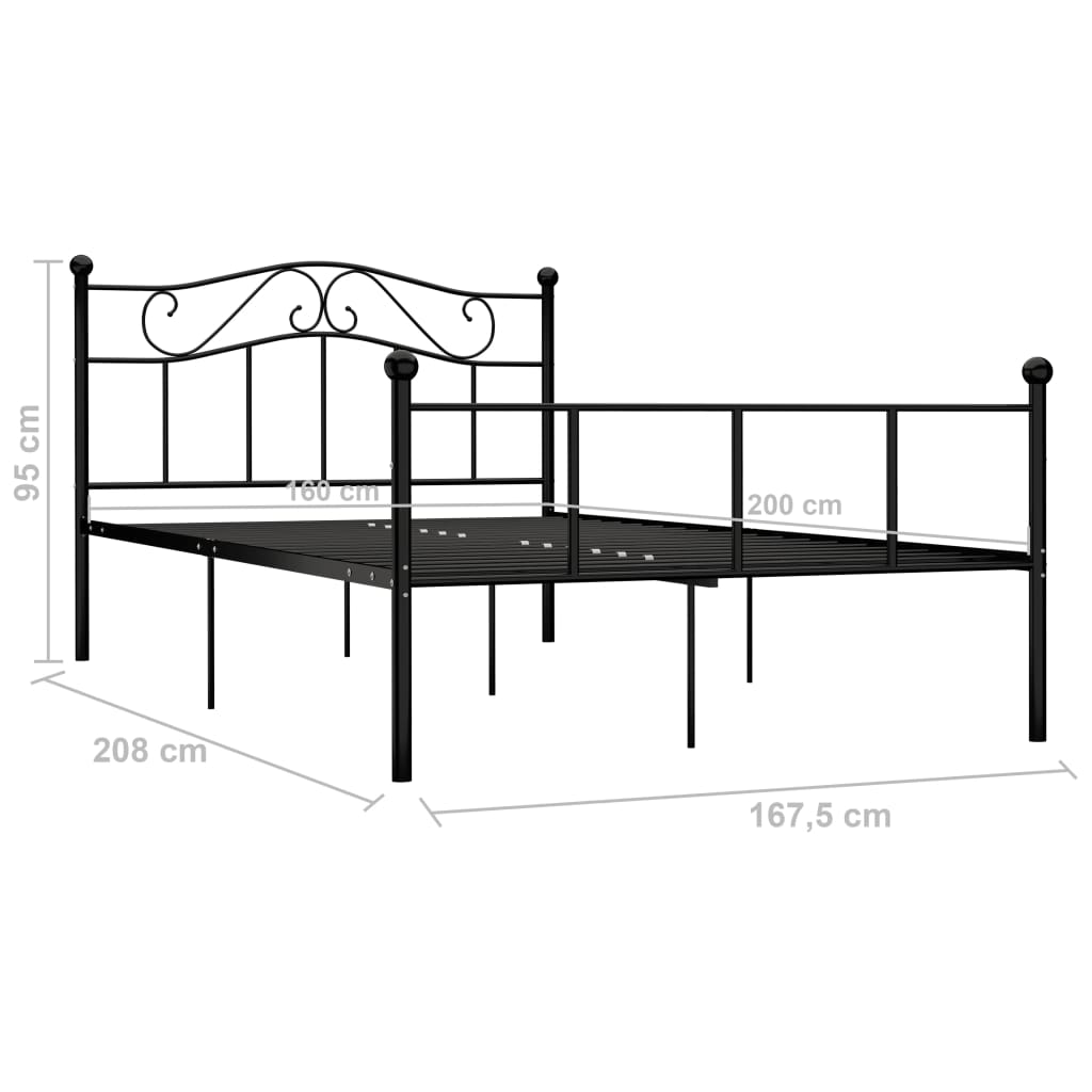 Cadre de lit sans matelas noir métal 160x200 cm - XIOS