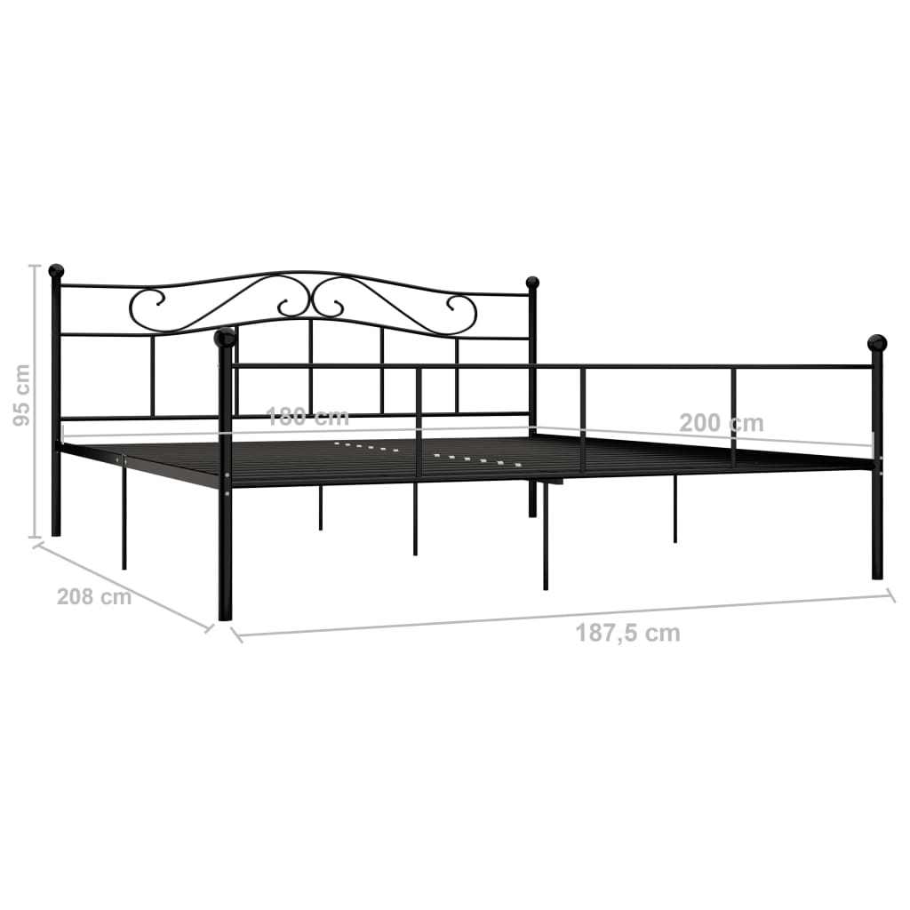 Cadre de lit sans matelas noir métal 180x200 cm - XIOS