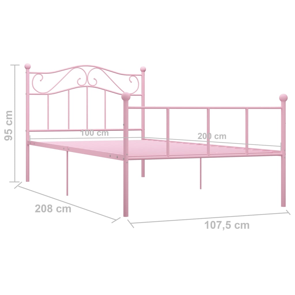 Cadre de lit sans matelas rose métal 100x200 cm - XIOS