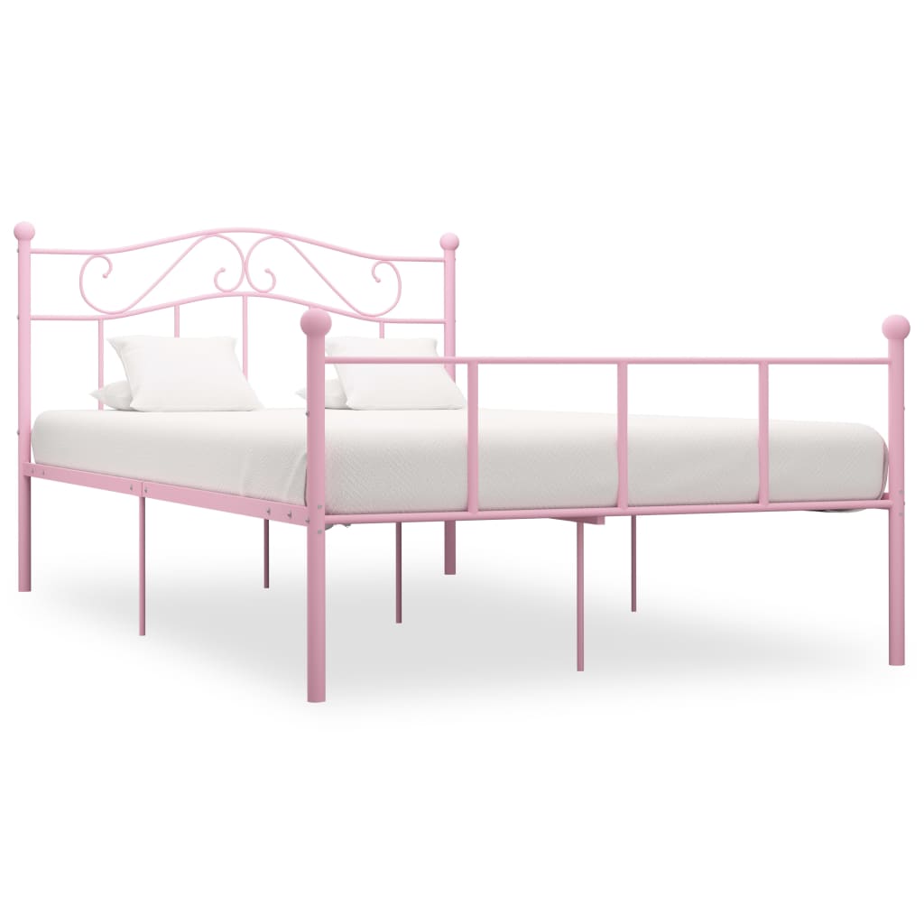 Cadre de lit sans matelas rose métal 140x200 cm - XIOS
