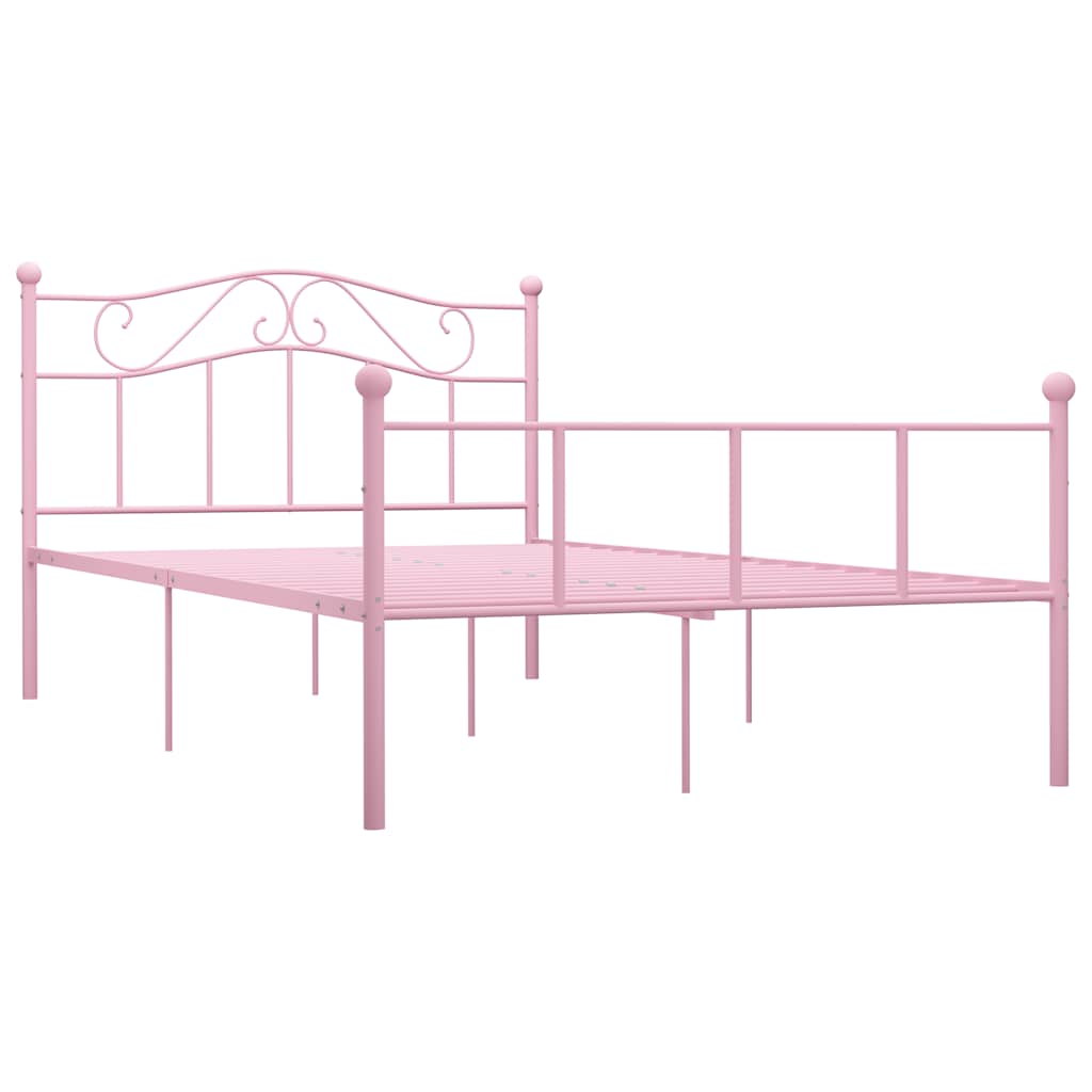 Cadre de lit sans matelas rose métal 140x200 cm - XIOS