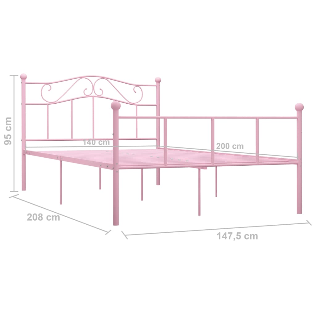 Cadre de lit sans matelas rose métal 140x200 cm - XIOS