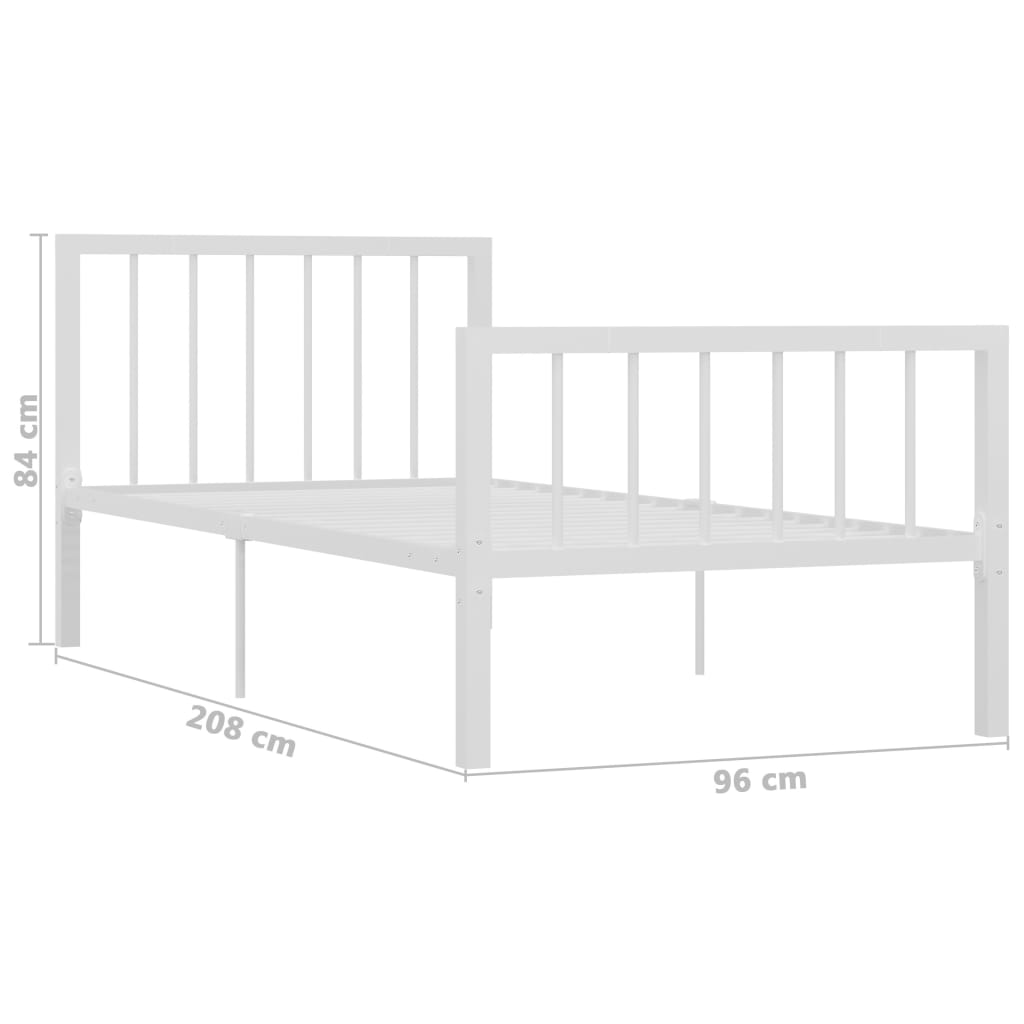 Cadre de lit sans matelas blanc métal 90x200 cm - XIOS