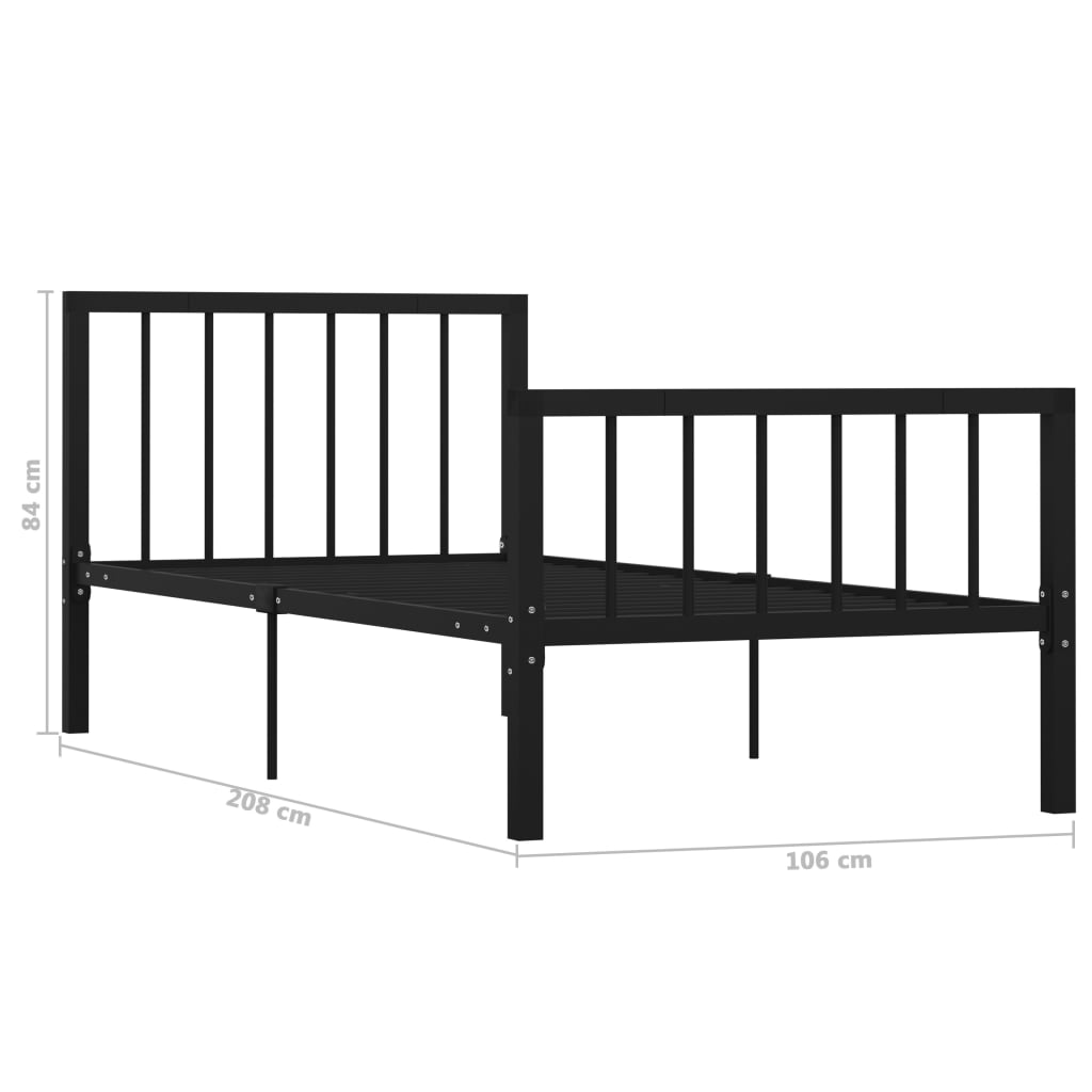 Cadre de lit sans matelas noir métal 100x200 cm - XIOS