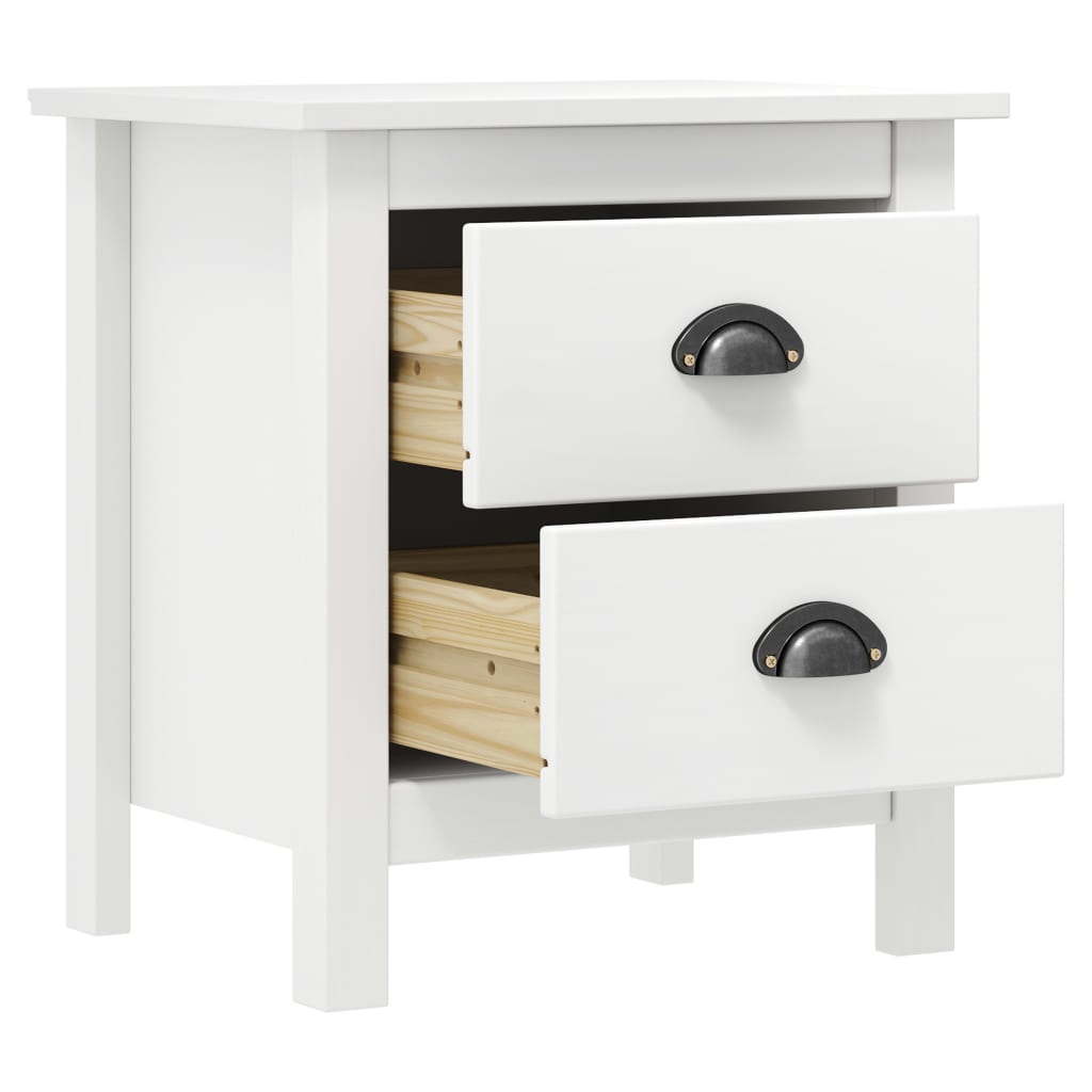 Table de chevet Hill Blanc 46x35x49,5 cm Bois de pin solide - XIOS