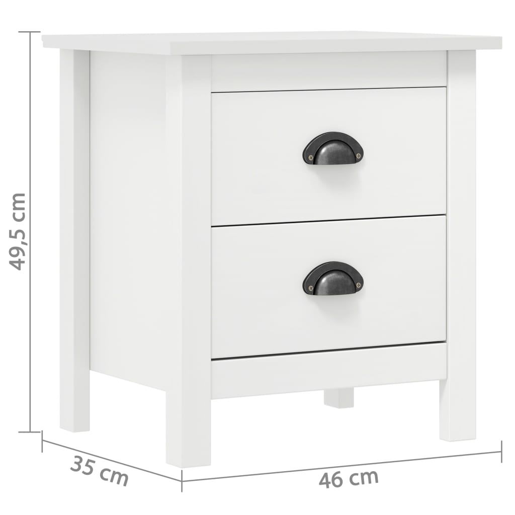 Table de chevet Hill Blanc 46x35x49,5 cm Bois de pin solide - XIOS