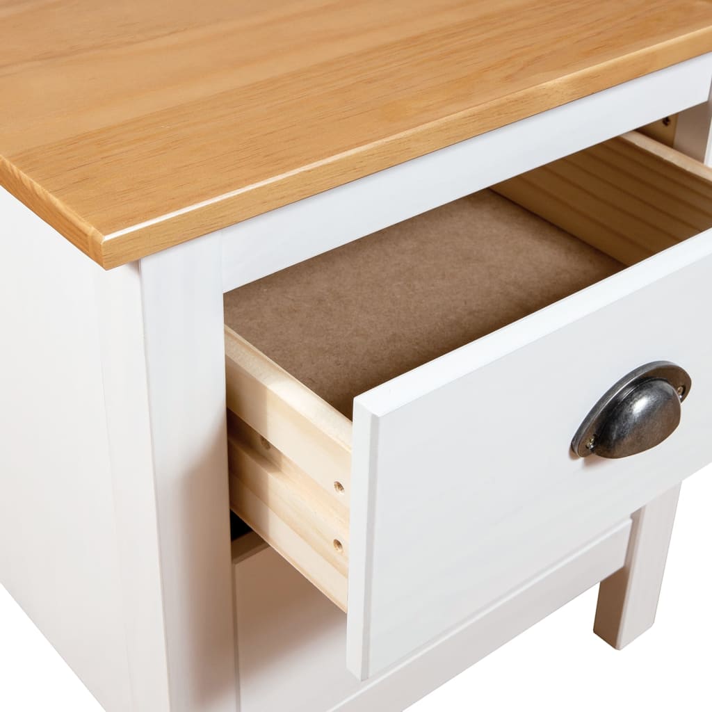 Table de chevet Hill Blanc 46x35x49,5 cm Bois de pin solide - XIOS