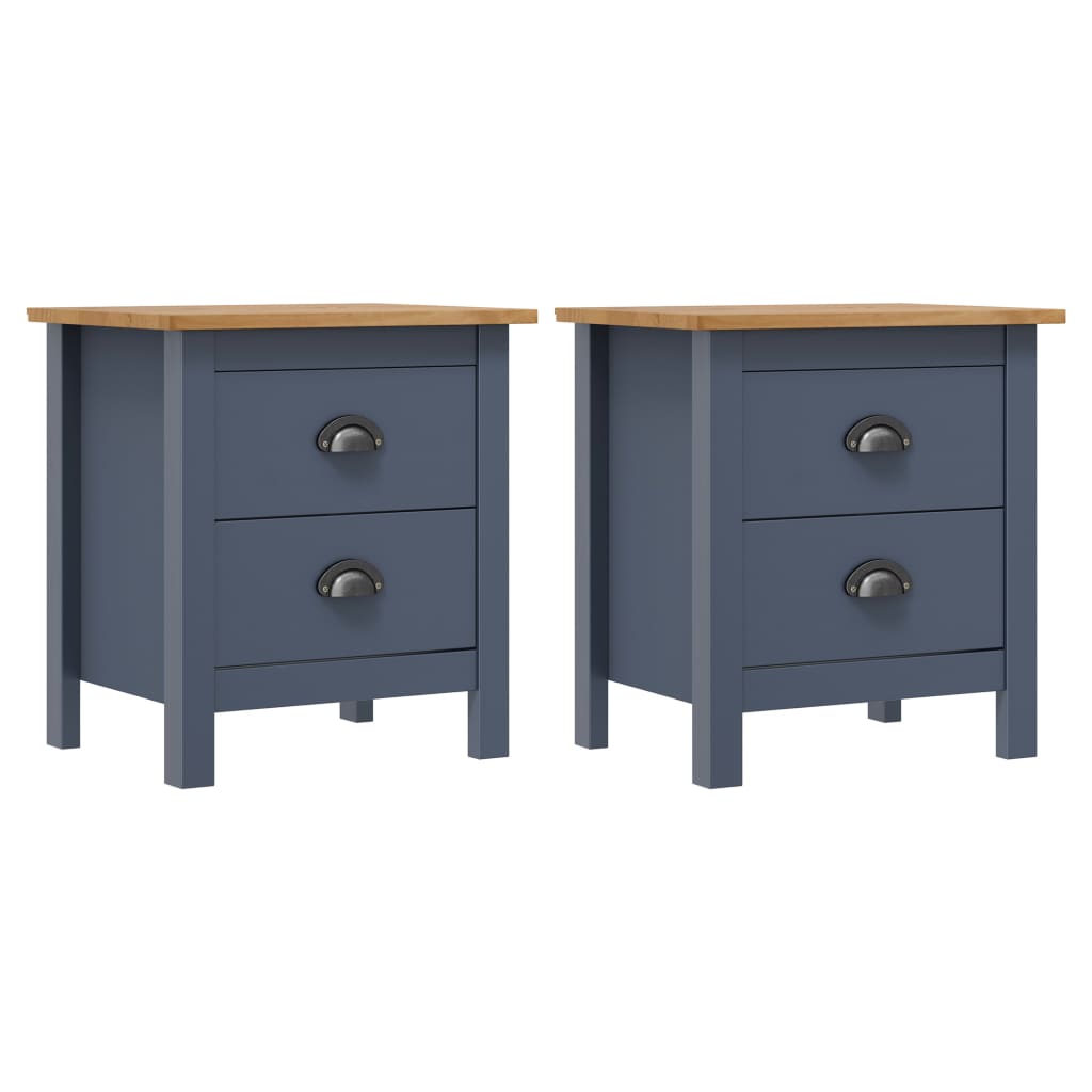 Tables de chevet Hill 2 pcs Gris 46x35x49,5 cm Bois de pin - XIOS