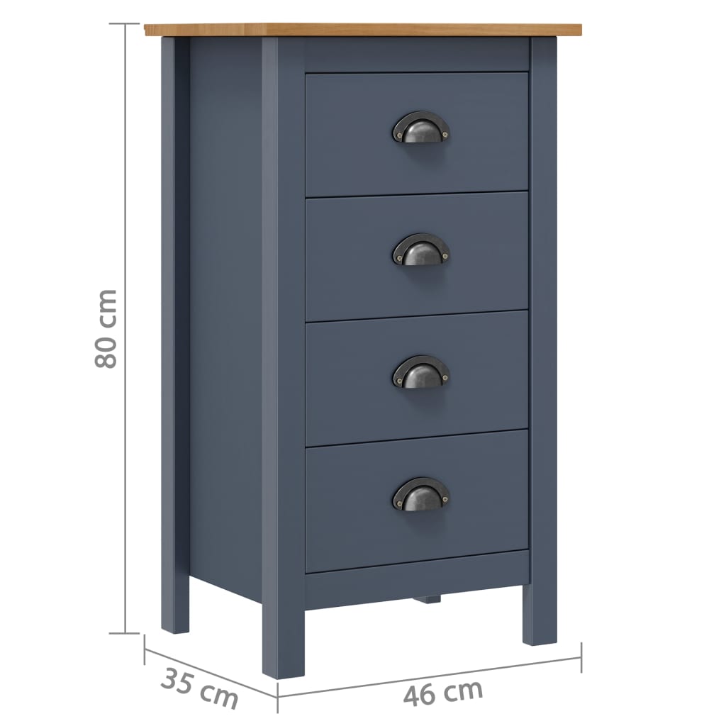 Buffet Hill Gris 46x35x80 cm Bois de pin solide - XIOS