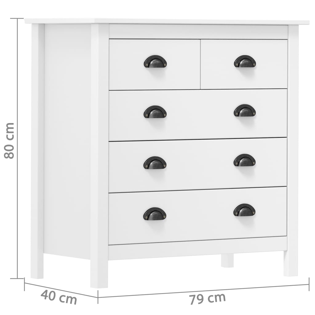 Buffet Hill Blanc 79x40x80 cm Bois de pin solide - XIOS
