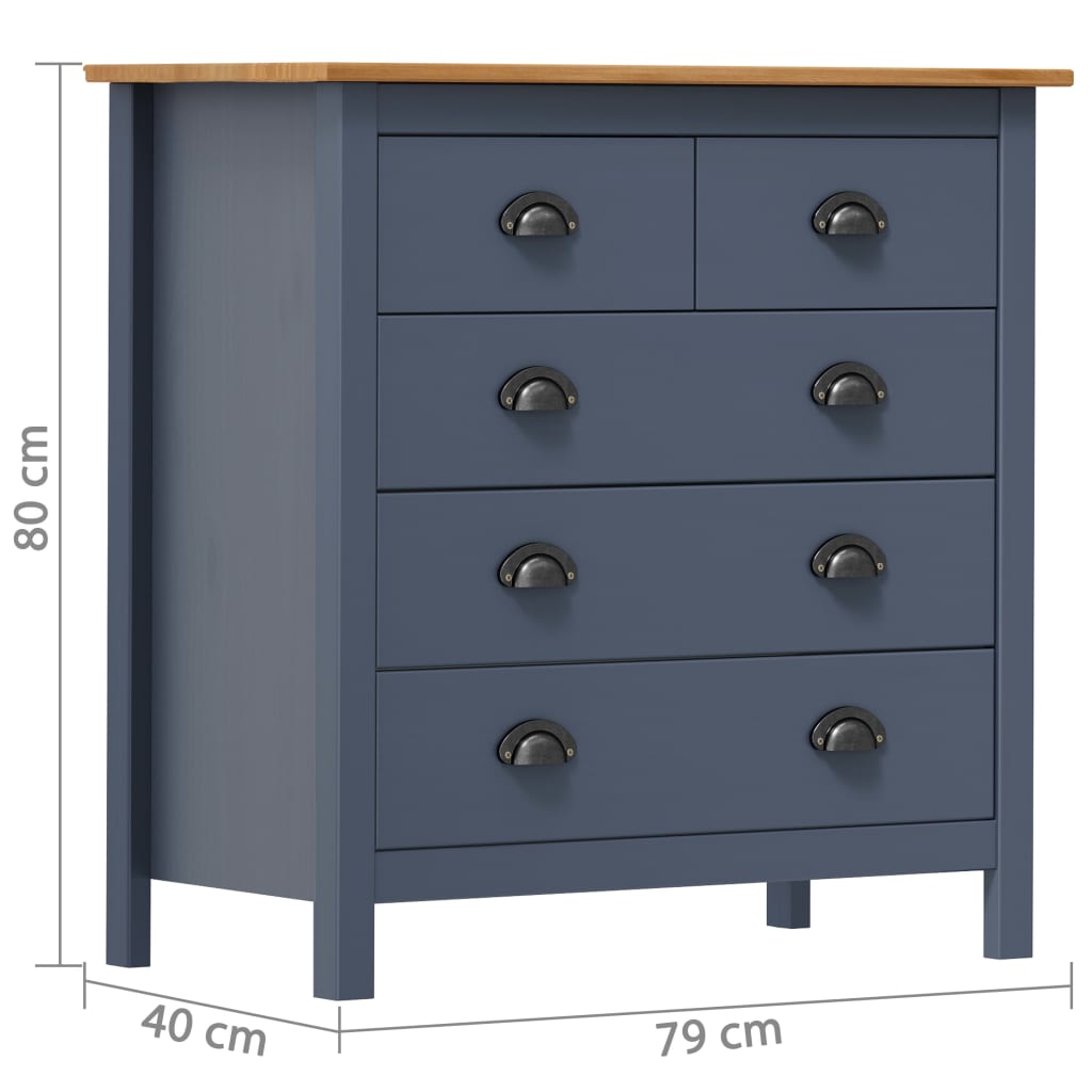 Buffet Hill Gris 79x40x80 cm Bois de pin solide - XIOS