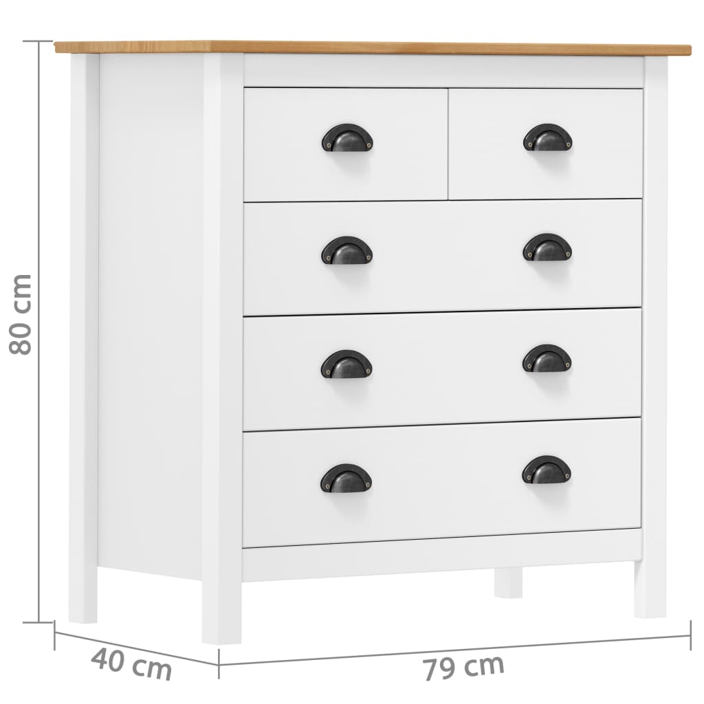 Buffet Hill Blanc 79x40x80 cm Bois de pin solide - XIOS