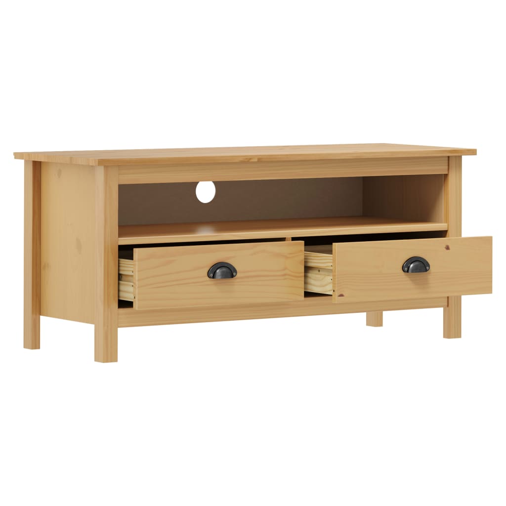 Meuble TV Hill Range Marron miel 110x40x47cm Bois de pin solide - XIOS