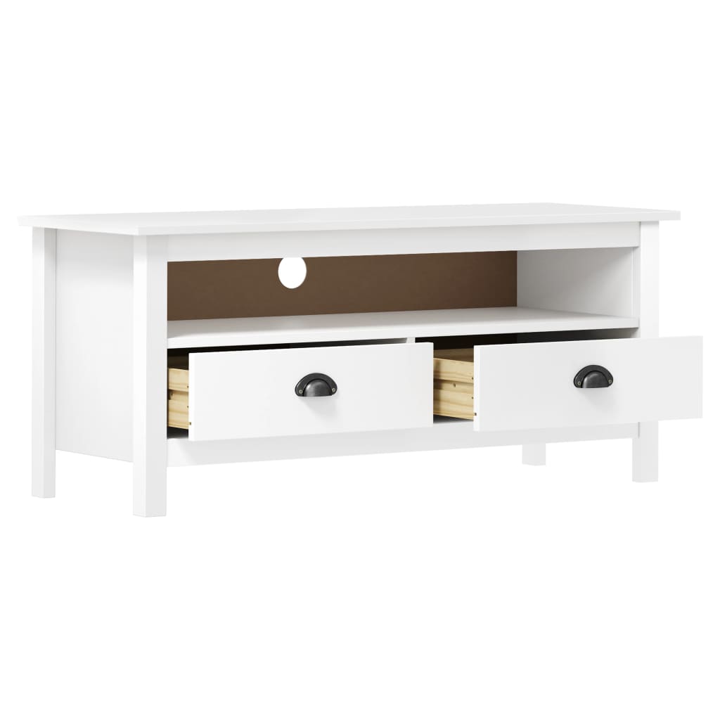 Meuble TV Hill Range Blanc 110x40x47 cm Bois de pin solide - XIOS