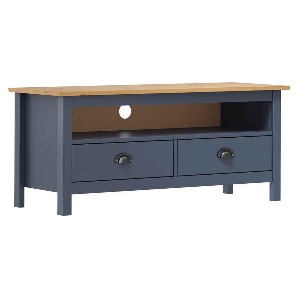 Meuble TV Hill Range Gris 110x40x47 cm Bois de pin solide - XIOS
