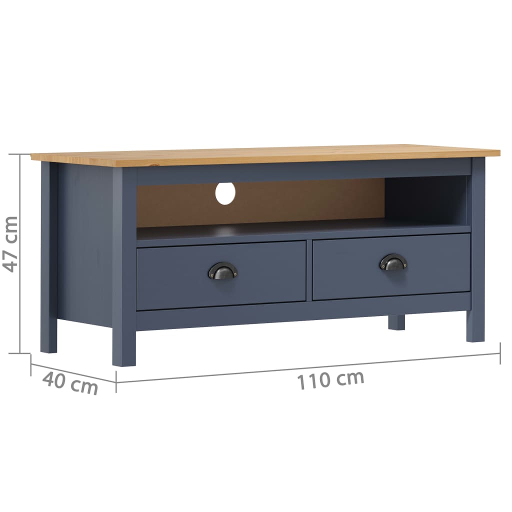 Meuble TV Hill Range Gris 110x40x47 cm Bois de pin solide - XIOS
