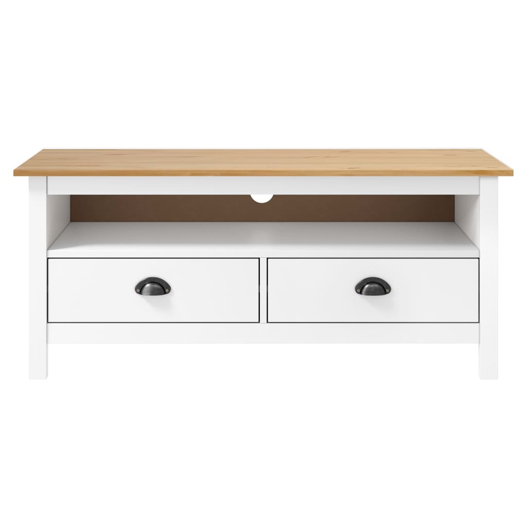 Meuble TV Hill Range Blanc 110x40x47 cm Bois de pin solide - XIOS