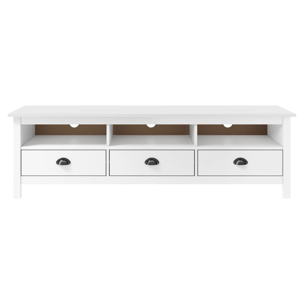 Meuble TV Hill Range Blanc 158x40x47 cm Bois de pin solide - XIOS