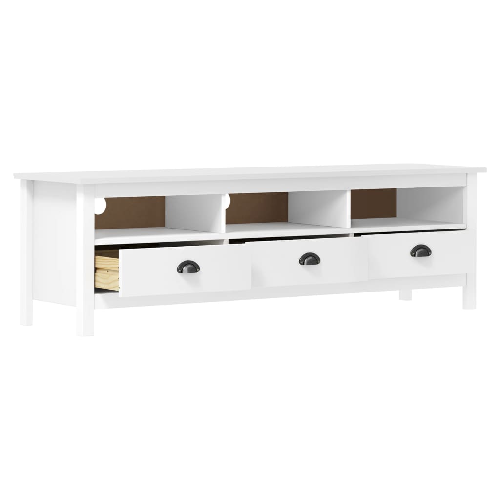 Meuble TV Hill Range Blanc 158x40x47 cm Bois de pin solide - XIOS