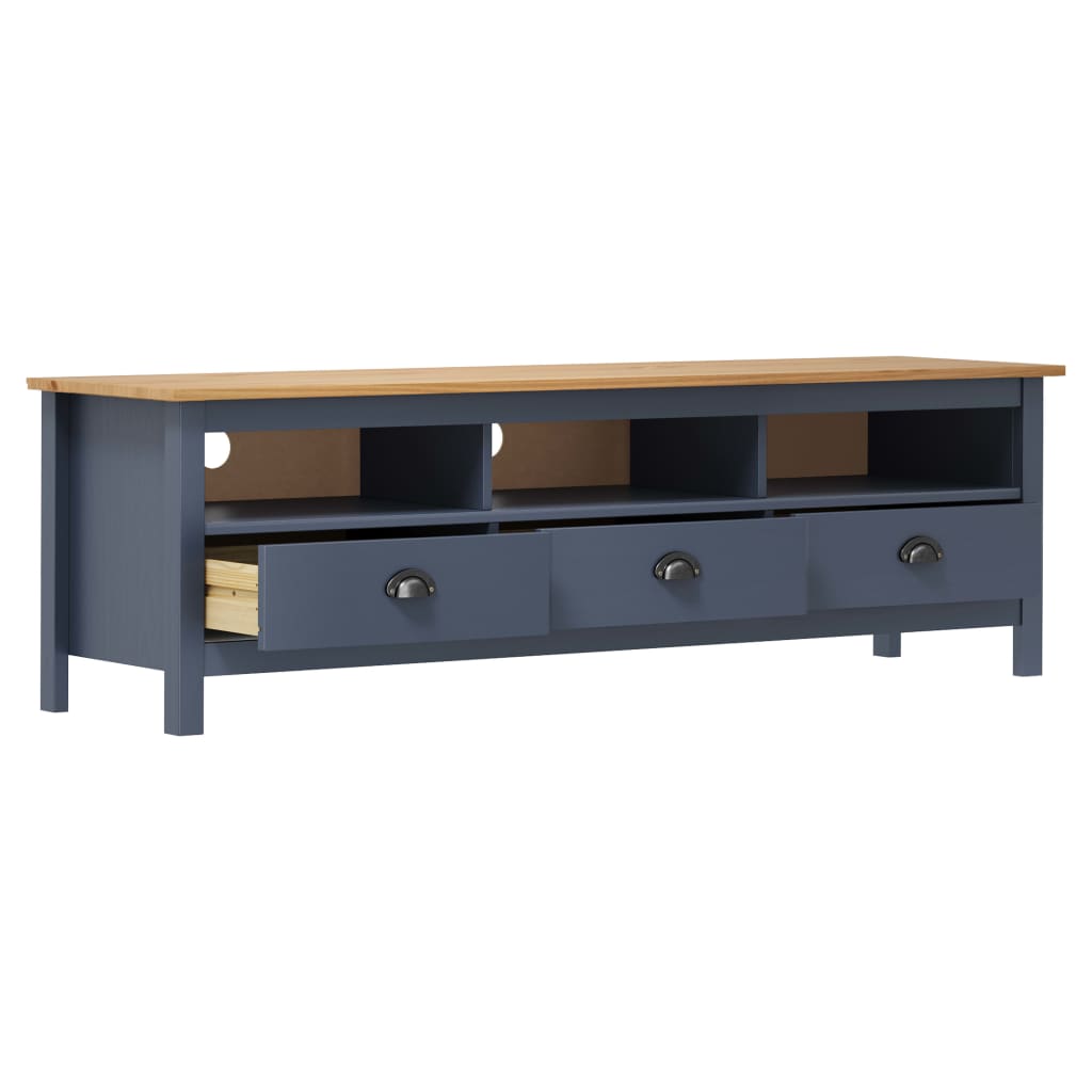 Meuble TV Hill Range Gris 158x40x47 cm Bois de pin solide - XIOS