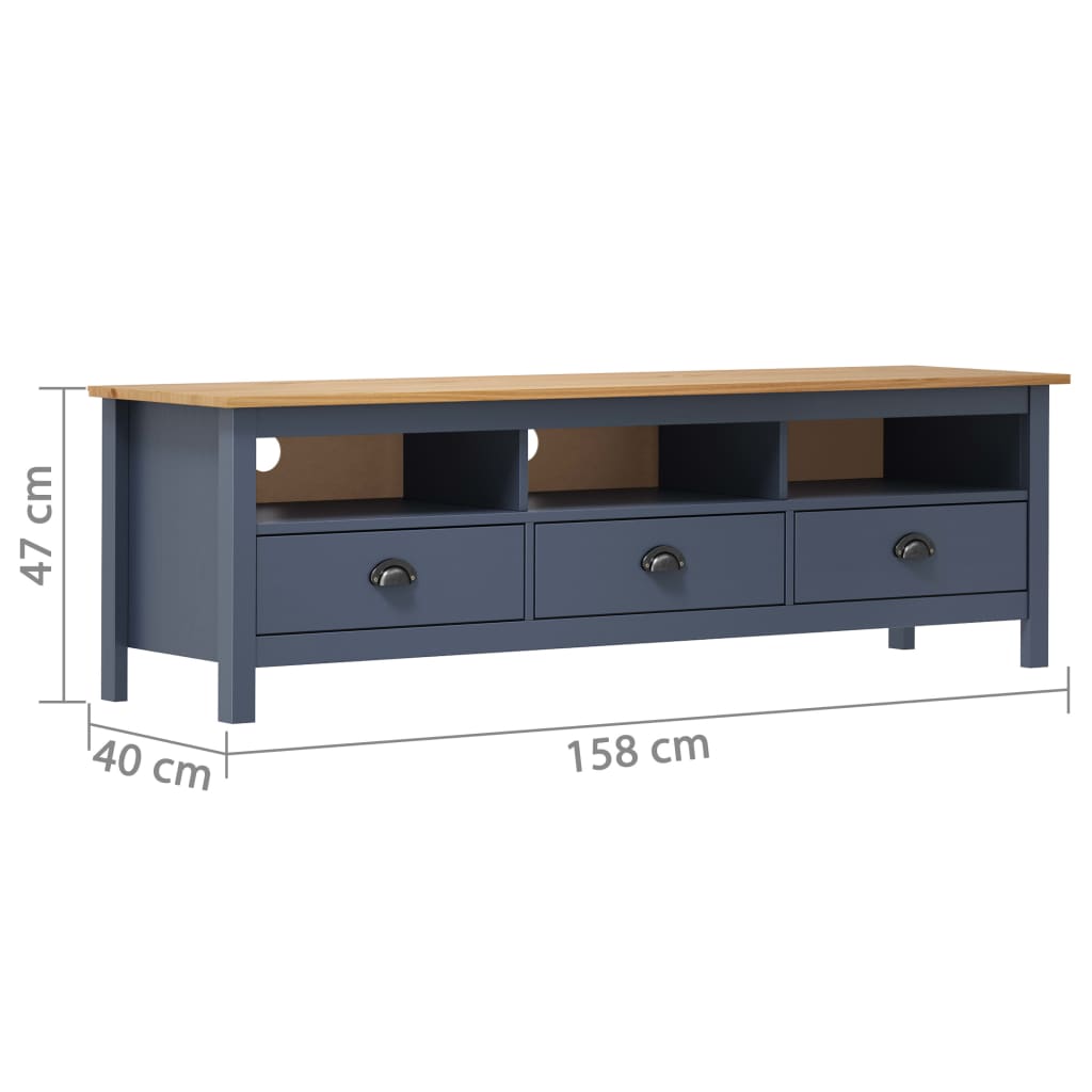 Meuble TV Hill Range Gris 158x40x47 cm Bois de pin solide - XIOS