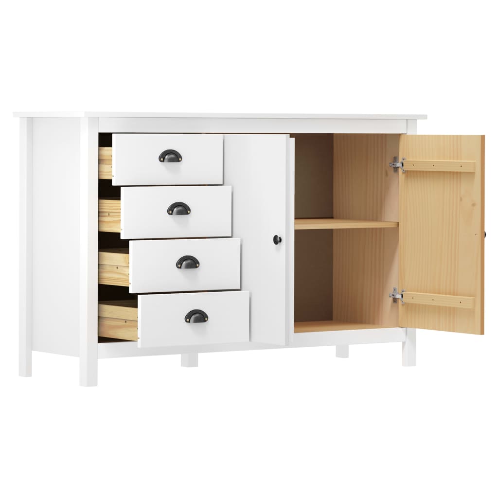 Buffet Hill Blanc 130x40x80 cm Bois de pin solide - XIOS