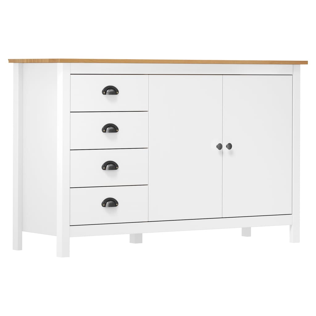 Buffet Hill Blanc 130x40x80 cm Bois de pin solide - XIOS
