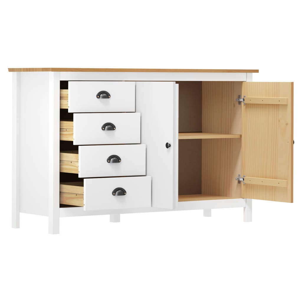 Buffet Hill Blanc 130x40x80 cm Bois de pin solide - XIOS