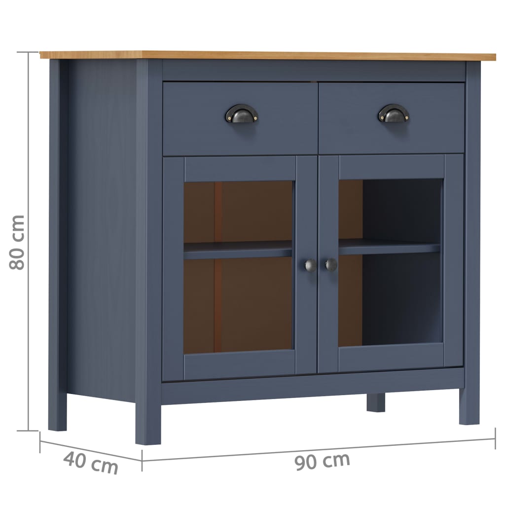 Buffet Hill Gris 90x40x80 cm Bois de pin solide - XIOS