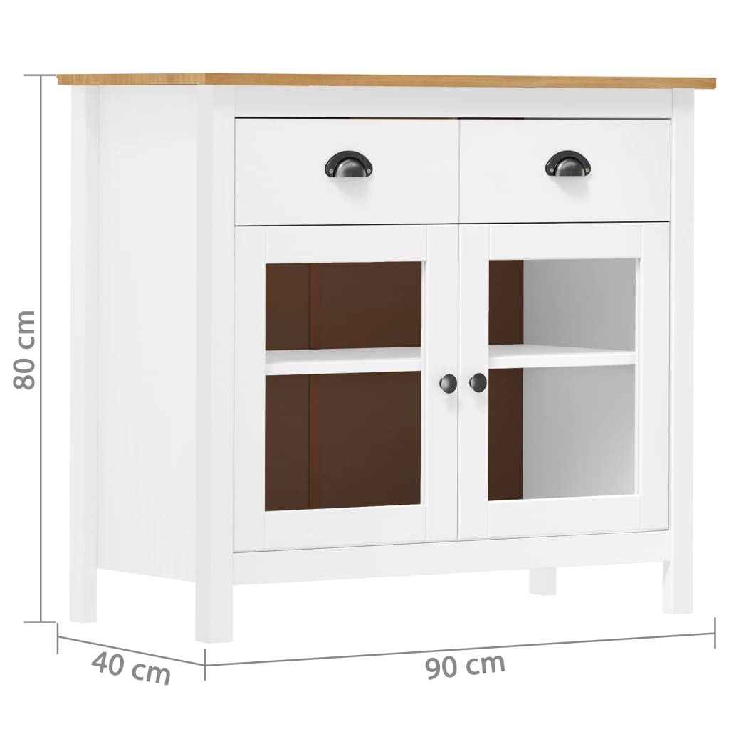 Buffet Hill Blanc 90x40x80 cm Bois de pin solide - XIOS