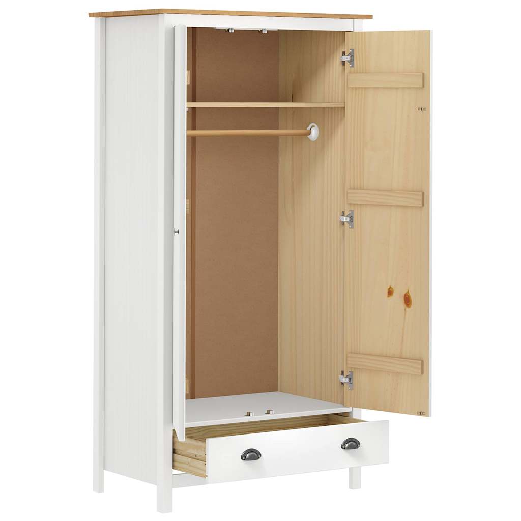 Garde-robe à 2 portes Hill Blanc 89x50x170cm Bois de pin solide - XIOS