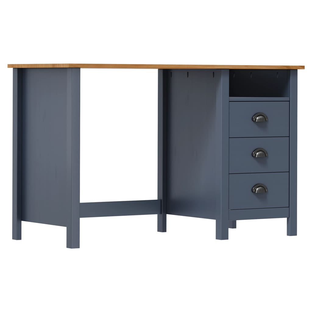 Bureau Hill avec 3 tiroirs Gris 120x50x74 cm Pin solide - XIOS