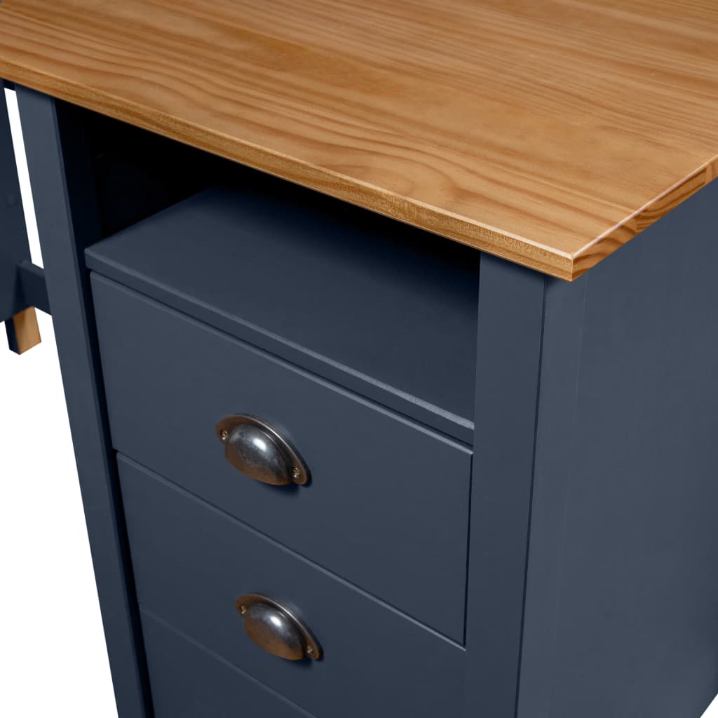 Bureau Hill avec 3 tiroirs Gris 120x50x74 cm Pin solide - XIOS