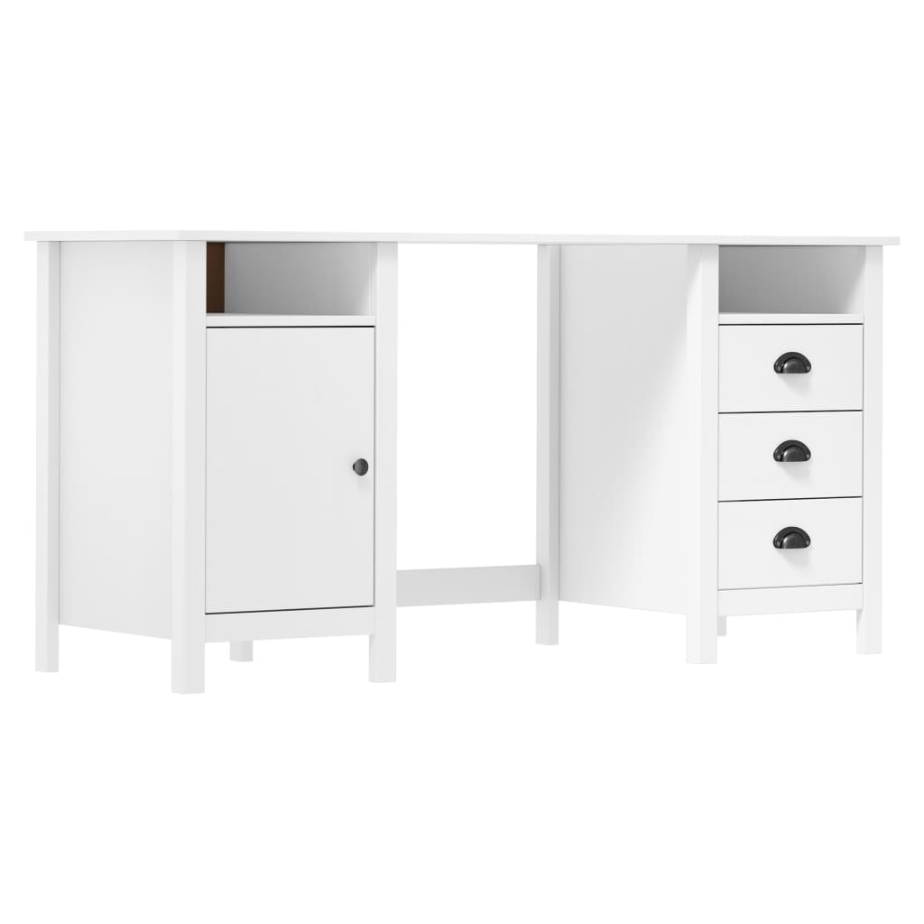 Bureau Hill Blanc 150x50x74 cm Bois de pin solide Bureaux vidaXL   