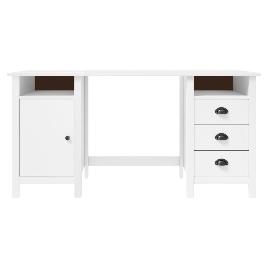 Bureau Hill Blanc 150x50x74 cm Bois de pin solide Bureaux vidaXL   