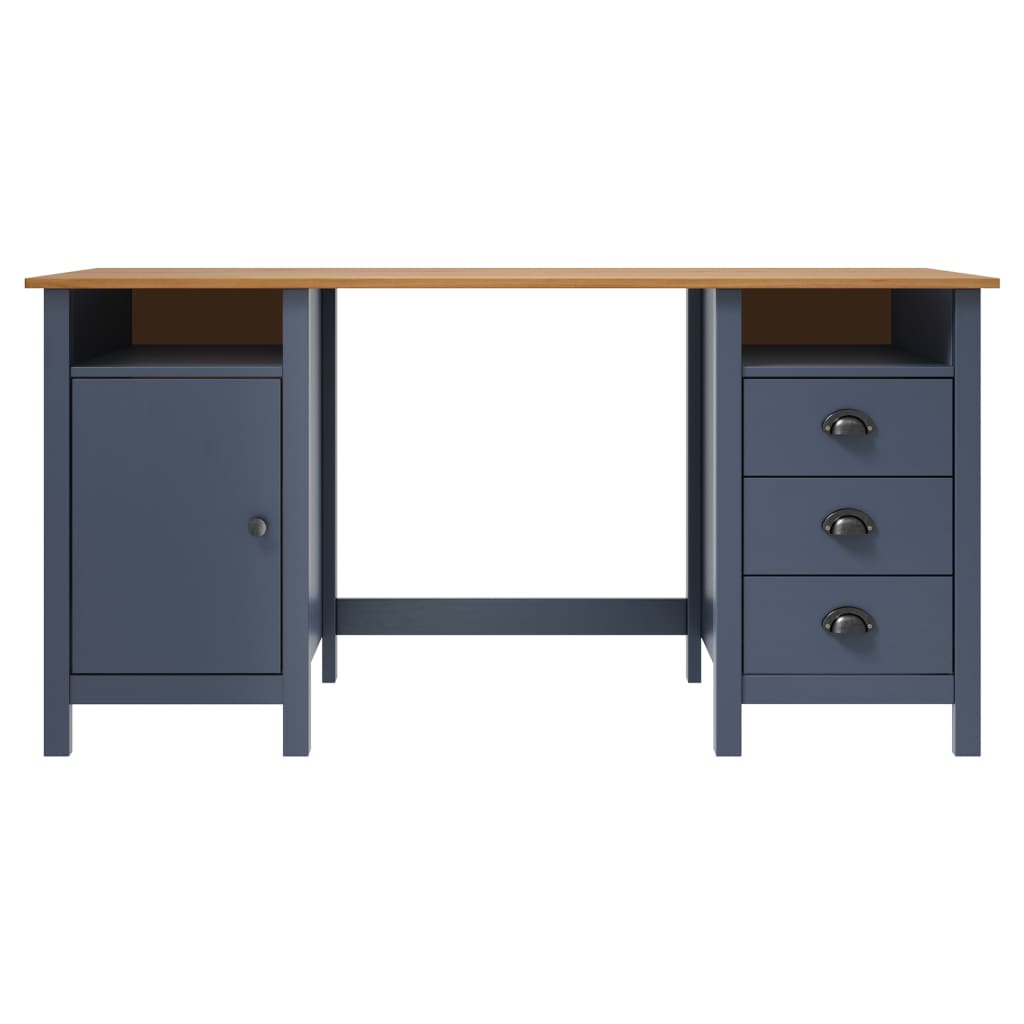 Bureau Hill Gris 150x50x74 cm Bois de pin solide Bureaux vidaXL   