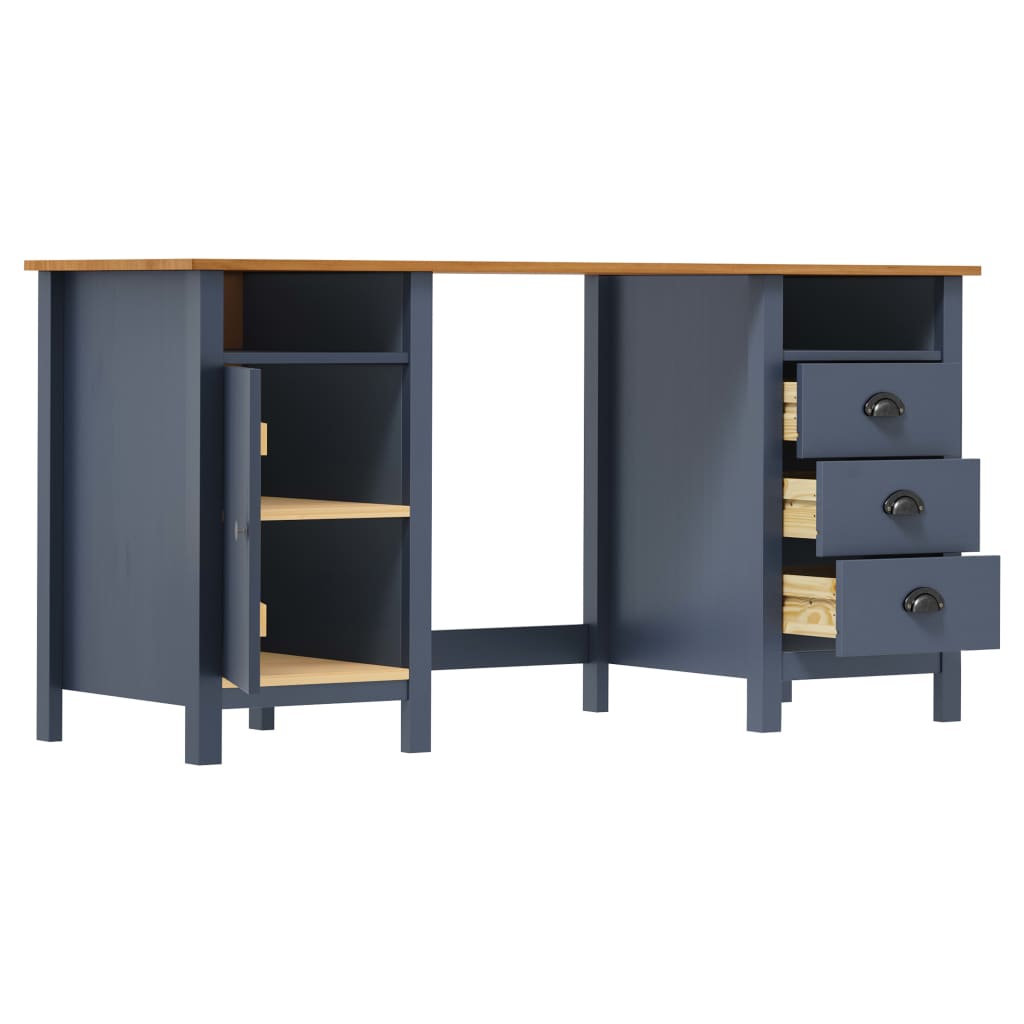 Bureau Hill Gris 150x50x74 cm Bois de pin solide Bureaux vidaXL   