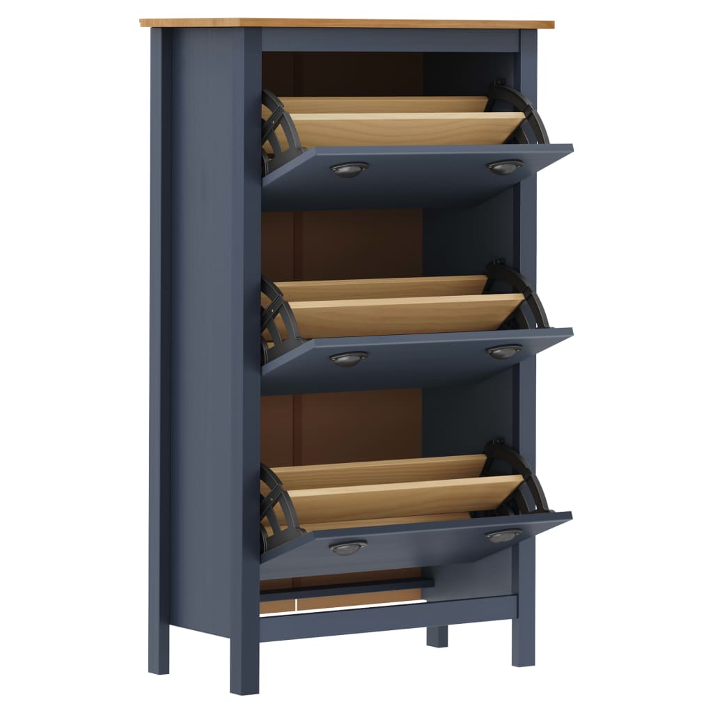 Armoire à chaussures Hill Gris 72x35x124 cm Bois de pin solide - XIOS
